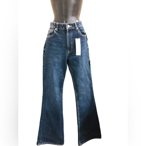 Zara flare leg high rise hi waist‎ hi rise full length jeans size 34/2 new - Picture 5 of 16